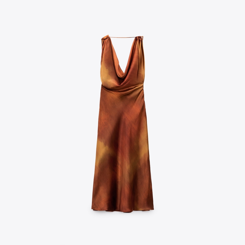 Zara Satin Effect Print Dress